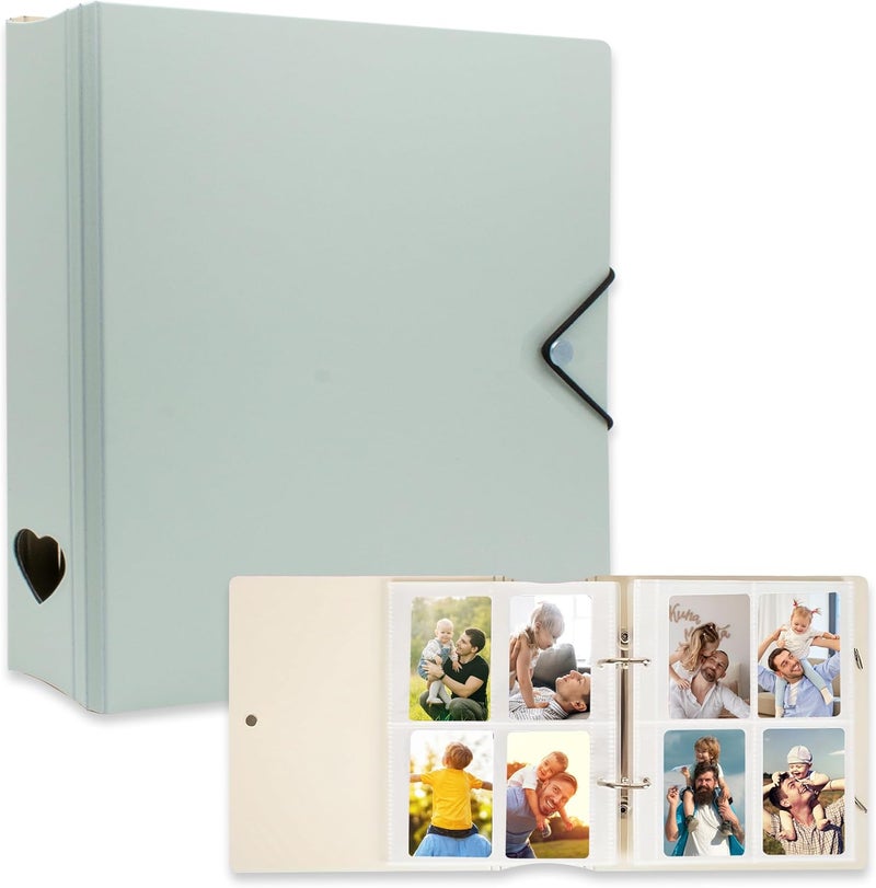 Ablus A5 Kpop Photocard Binder, 2 Ring Binder Photo Album for Fujifilm Instax Mini Camera Polaroid Printer Photo Film, 2x3 inch Kpop Photocard Holder Book with 25 Pages 4 Pocket (Mint) - Image 1